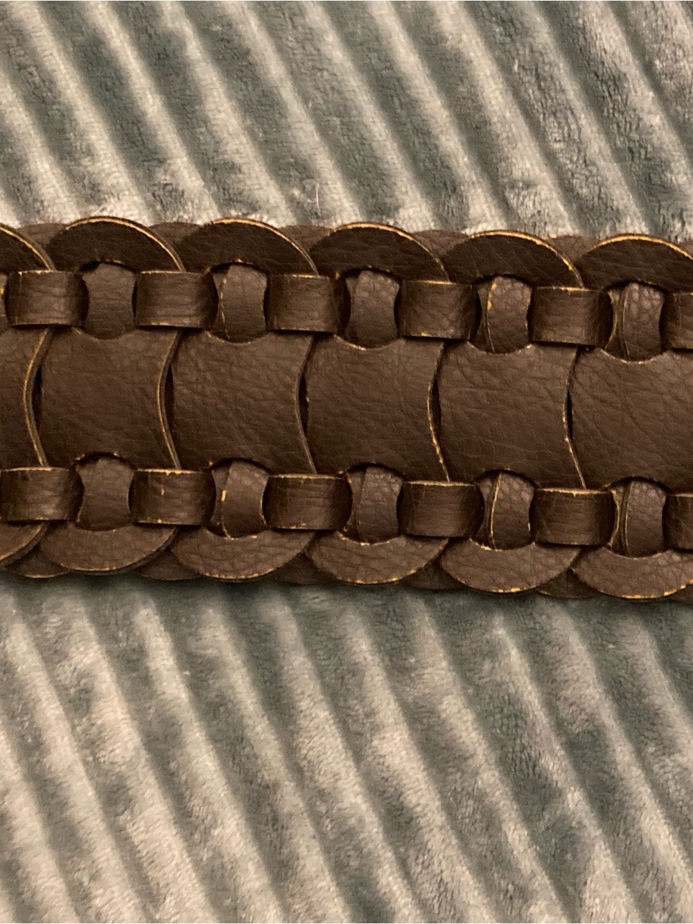 split Dark Brown Leather Woman’s Belt with Brass Buckle
